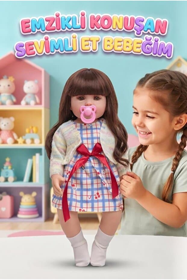 Tıfıl Toys Emzikli Sevimli %100 Et Bebek - 50 cm Konuşan Gerçekçi Oyun Arkadaşı İnteraktif Eğitici Oyuncak