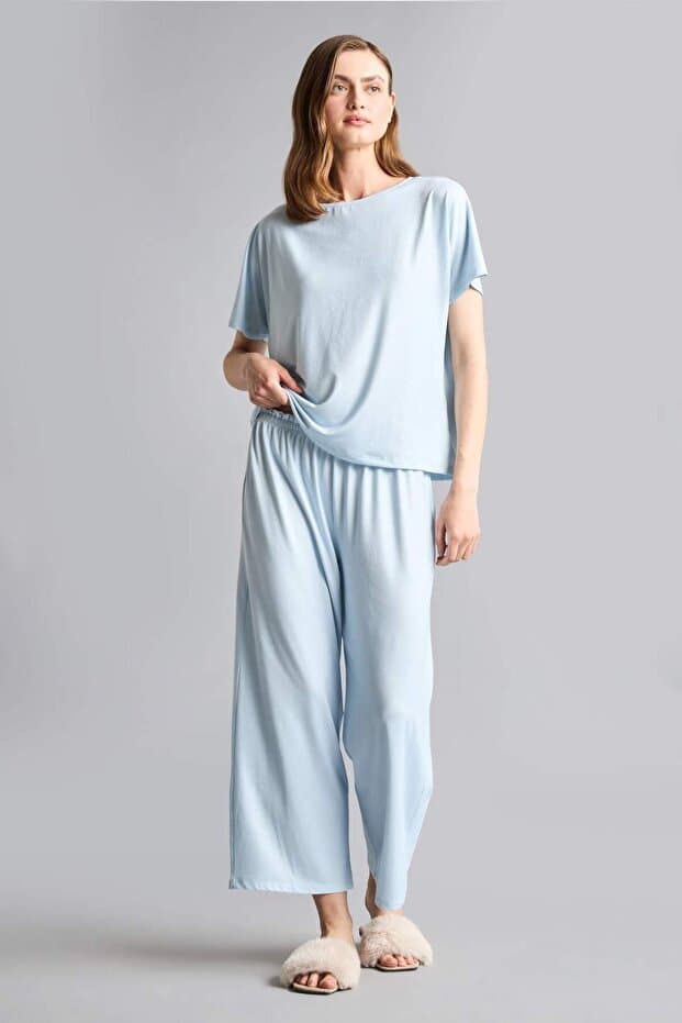 Defacto Ultra Yumuşak Regular Fıt Kısa Kollu 2'li Softshell Pijama Takım H7011AX26SM