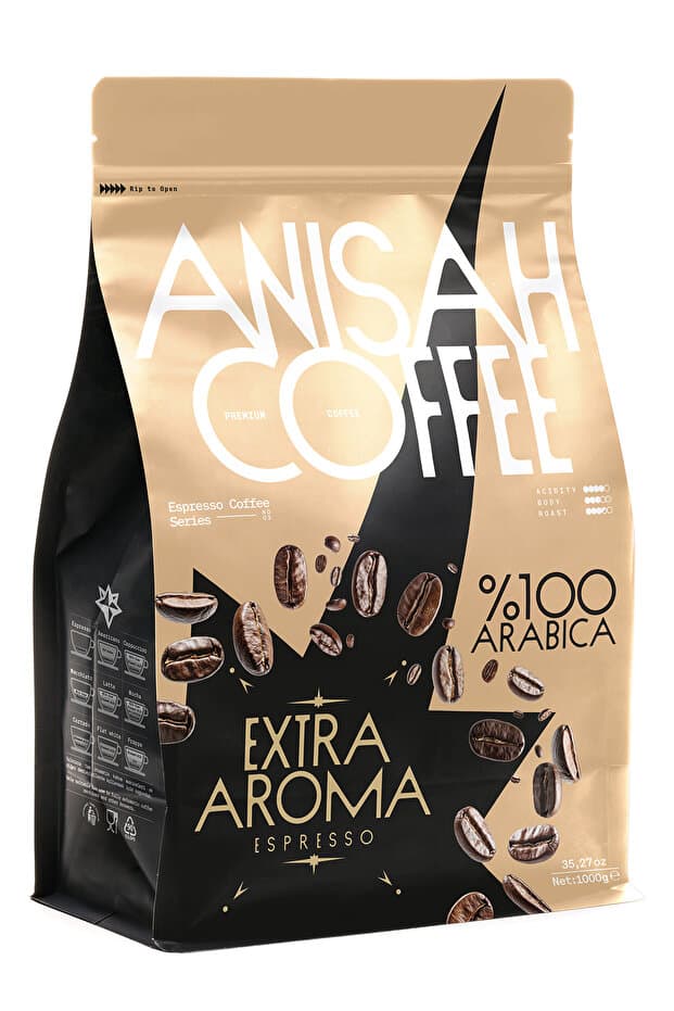 Anisah Coffee Extra Aroma Espresso Kahve | 1000gr | %100 Arabica | Zengin Çiçeksi Aroma | Yumuşak Gövde