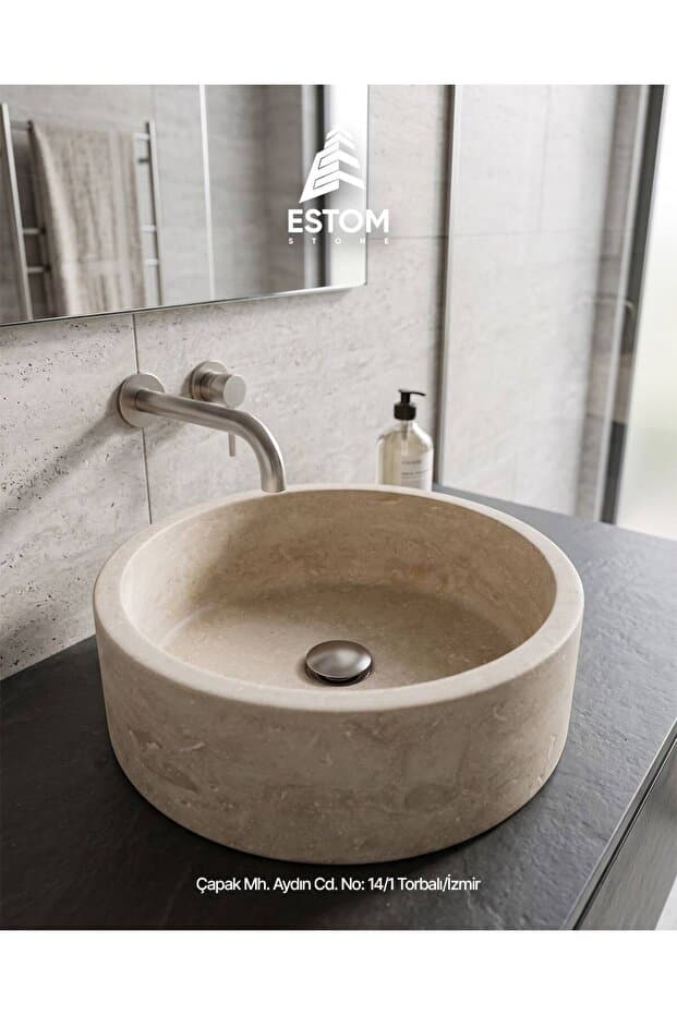 Estom Stone KLASİK TRAVERTEN ÇANAK LAVABO, DERİN DİZAYN