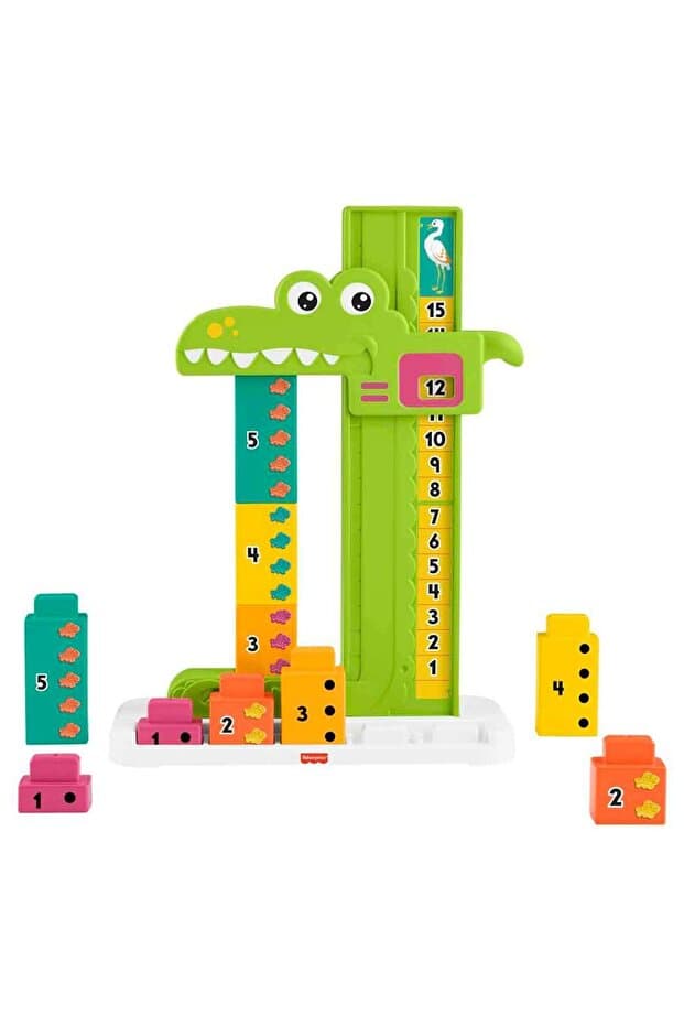 Fisher Price Fisher-Price Matematikçi Timsah ve 10 Renkli Blok - Eğitici Sayı Sayma ve Dizme Oyuncağı