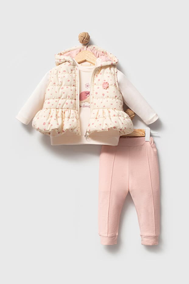 hhoneybaby %100 Organik Pamuk Kirpi Baskı Kız yelekli takım - Fiyatı