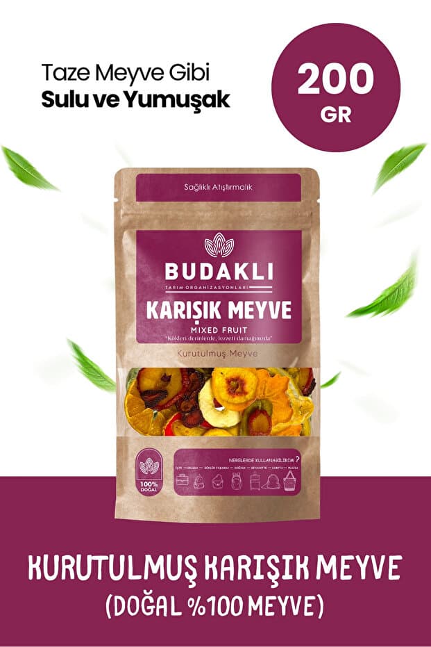 Budaklı Karışık Kuru Meyve 200 Gr %100 Meyve Katkısız İlave Şekersiz Doğal Meyve Atıştırmalığı