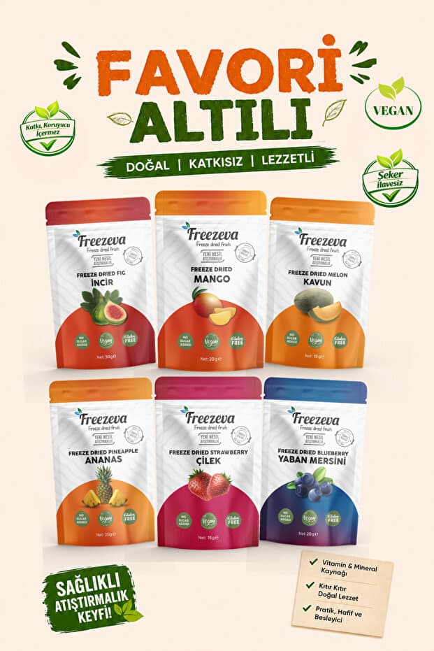 Freezeva Freeze Dried Kuru Meyve Cipsi Favori 6'lı - Avantajlı Set - Fiyatı