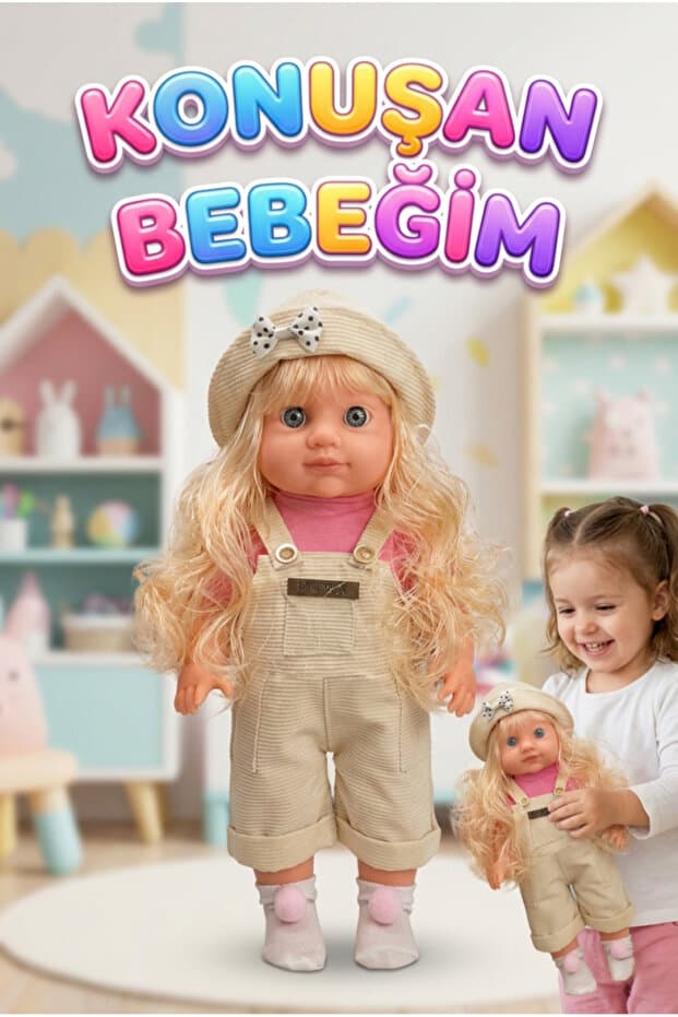Tıfıl Toys Lucia Girl Konuşan 35 cm - Etkileşimli Kolları Bacakları ve Kafası Et Kutulu Oyuncak Bebek