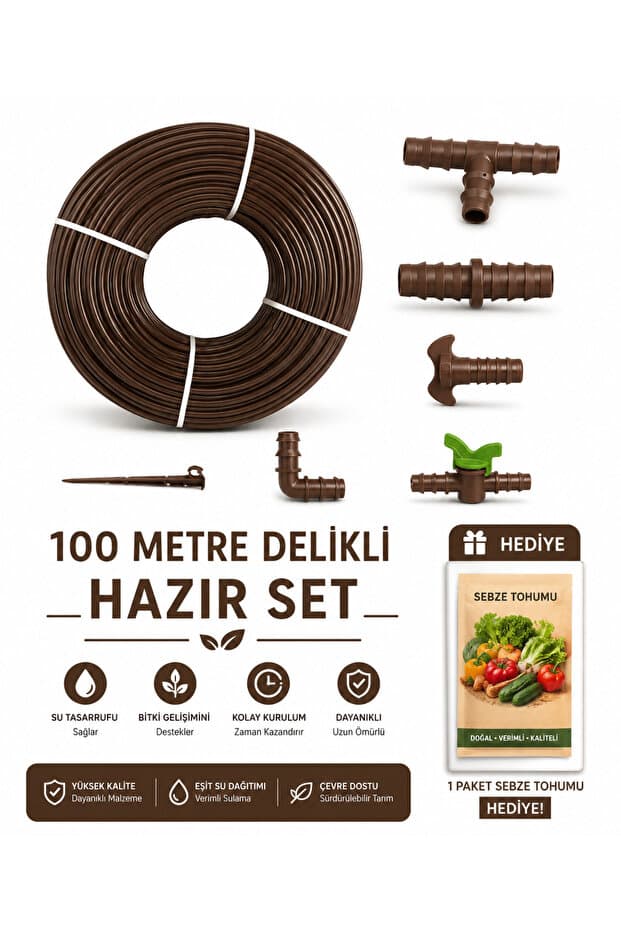Emek 100 Metre Kendinden Delikli Damla Sulama Sistemi Ek Parçaları Damlama Borusu