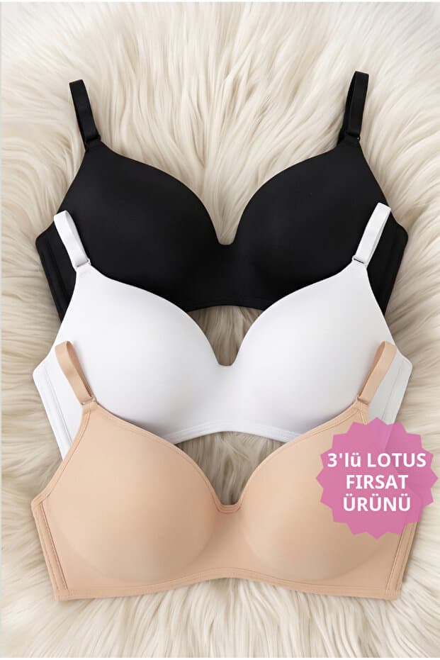 CHOCHO Kadın Lotus Dolgusuz Telsiz Toparlayıcı 3'lü Sütyen Takımı