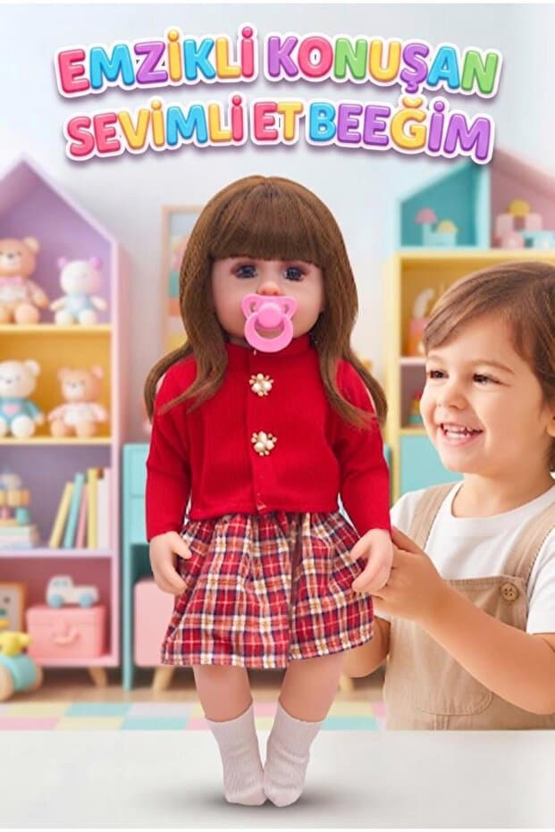Tıfıl Toys Emzikli Sevimli %100 Et Bebek - 50 cm Konuşan Gerçekçi Oyun Arkadaşı İnteraktif Eğitici Oyuncak