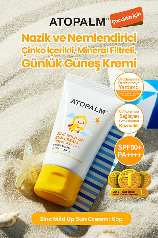 Atopalm Bebek ve Çocuklar İçin Mineral Filtreli Güneş Kremi Zinc Mild Up Sun Cream SPF50+ PA++++