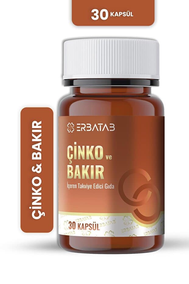 Erbatab Çinko ve Bakır 30 Kapsül 15 Mg Çinko Pikolinat ve 1000 Mcg Bakır İçeren Takviye Edici Gıda