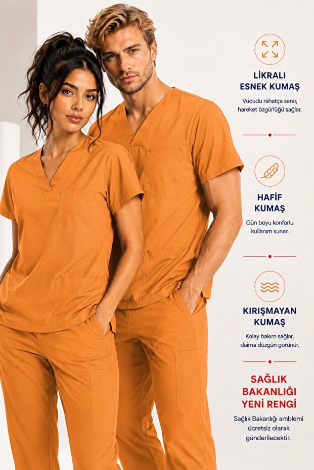 KARGA ÜNİFORMA Likralı Scrubs Medikal Üniforma, Hemşire Doktor Hastane Forması, Erkek ve Kadın, Sağlık Personeli Üniformaları, Lacivert, Mor, Bej, Gri, Bordo, Kahve, Turuncu, Mavi, Mint, Çağla Yeşili, Yeşil, Haki