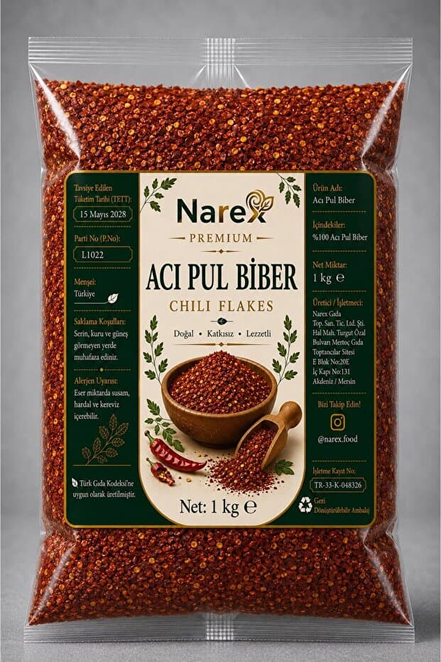 NAREX Acı Pul Biber 1 Kg Doğal Premium Kalite
