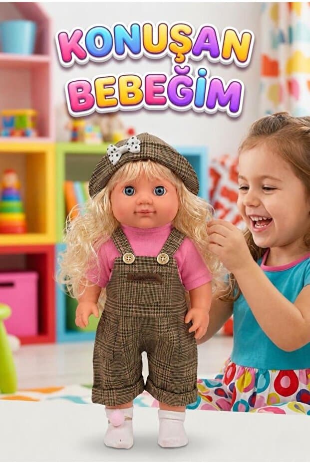 Tıfıl Toys Lucia Girl Konuşan 35 cm - Etkileşimli Kolları Bacakları ve Kafası Et Kutulu Oyuncak Bebek