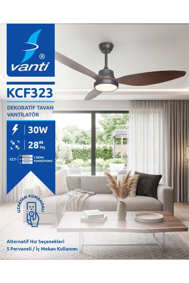 Vanti KCF323 70W 52 INCH CEILING FAN KOYU AHSAP - Fiyatı
