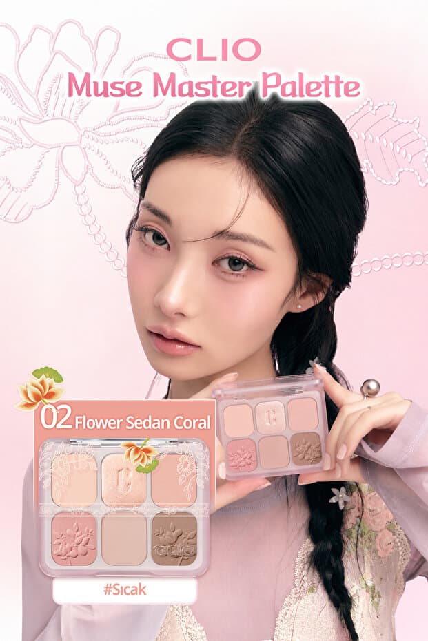 CLIO Yumuşak Dokulu & Blur Etkili, 6’lı Far Paleti Muse Master Palette (02 Flower Sedan Coral)