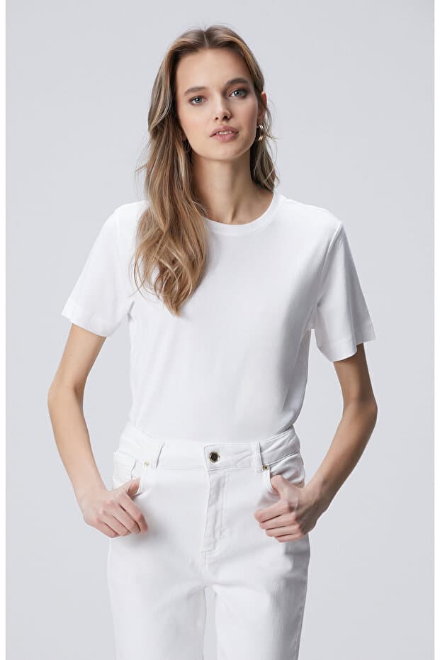 Network Beyaz Basic T-shirt
