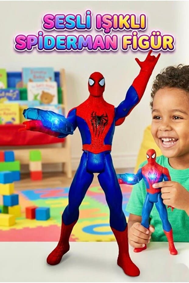 Tıfıl Toys İnteraktif Arkadaşım Örümcek Adam! Pilli Sesli Işıklı 30cm Hareketli Eklemli Oyuncak Aksiyon Figürü