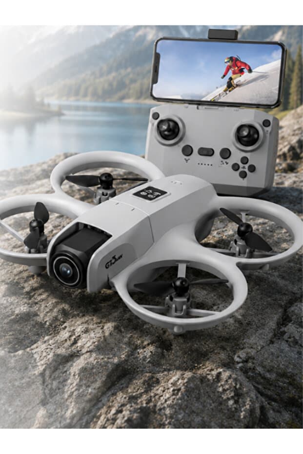 Unico Gri Renk Mini Drone – Kameralı, Katlanabilir, Uzaktan Kumandalı Akıllı Drone