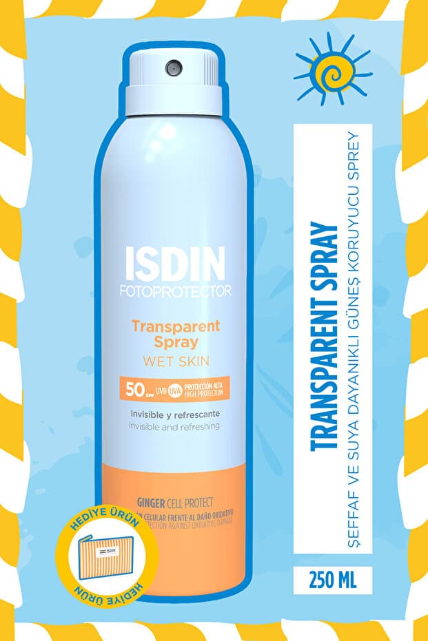ISDIN Fotoprotector Islak Cilt Şeffaf Sprey 50 Spf 250 ml Suya Dayanıklı Vücut Güneş Spreyi