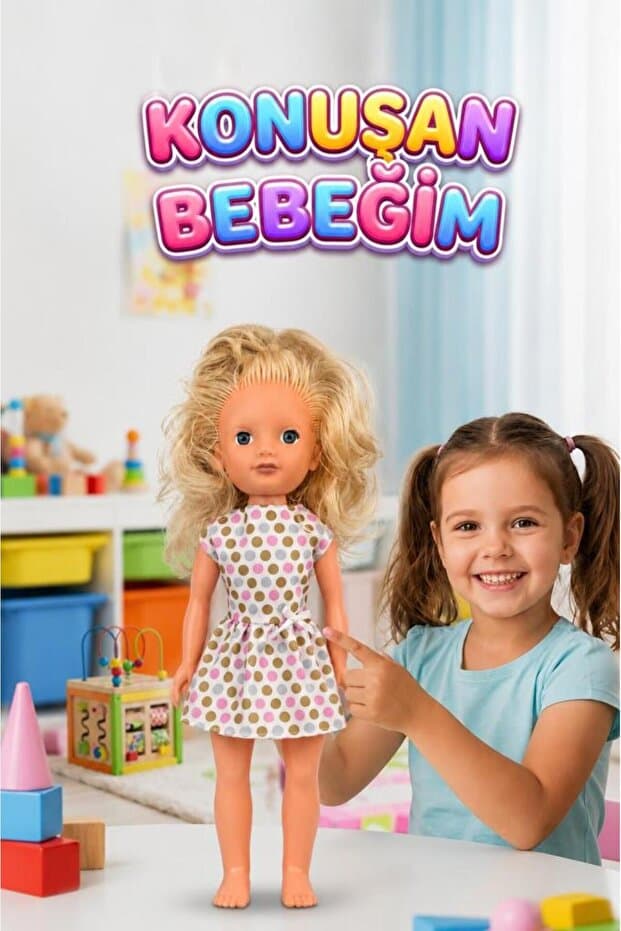 Tıfıl Toys Alya Türkçe Konuşan Etkileşimli Eğitici Oyuncak Bebek – 40 cm Kafası ve Kolları Et Bebek