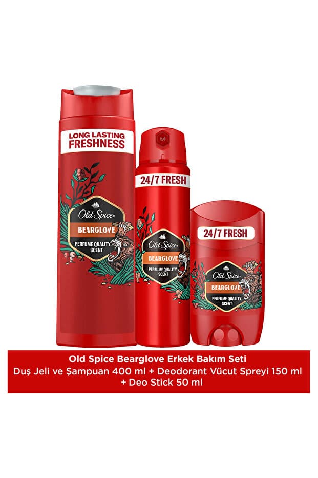 Old Spice Bearglove Erkek Bakım Seti: 50 ml Stick 150 ml Sprey Deodorant 400 ml Duş Jeli ve Şampuan - Fiyatı