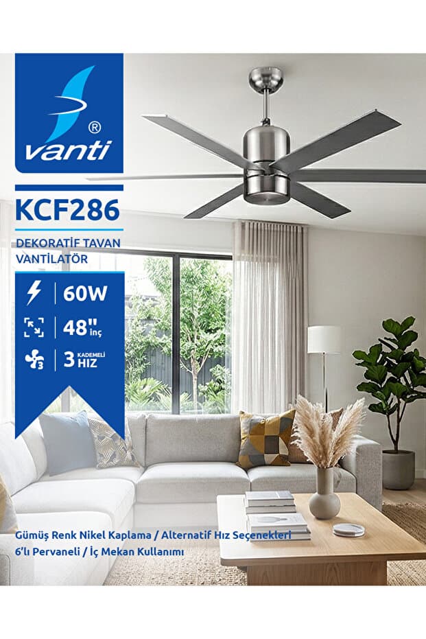 Vanti KCF286 AVİZELİ VANTİLATÖR 60W - Fiyatı