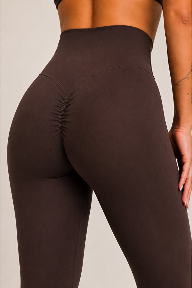FOREVER MORE Milene Model Yüksek Bel Toparlayıcı Büzgü Detaylı Push Up Seamless Tayt