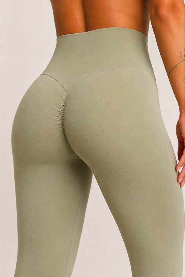 FOREVER MORE Milene Model Yüksek Bel Toparlayıcı Büzgü Detaylı Push Up Seamless Tayt