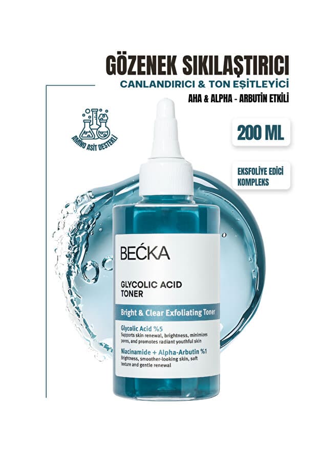 BECKA Glikolik Asit Tonik Gözenek Sıkılaştırıcı Canlandırıcı AHA 200 ml
