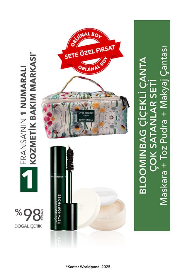 Yves Rocher BloominBag Çiçekli Çanta Seti-Toz Pudra 8.5 g & Maskara 7.8 ml - Fiyatı