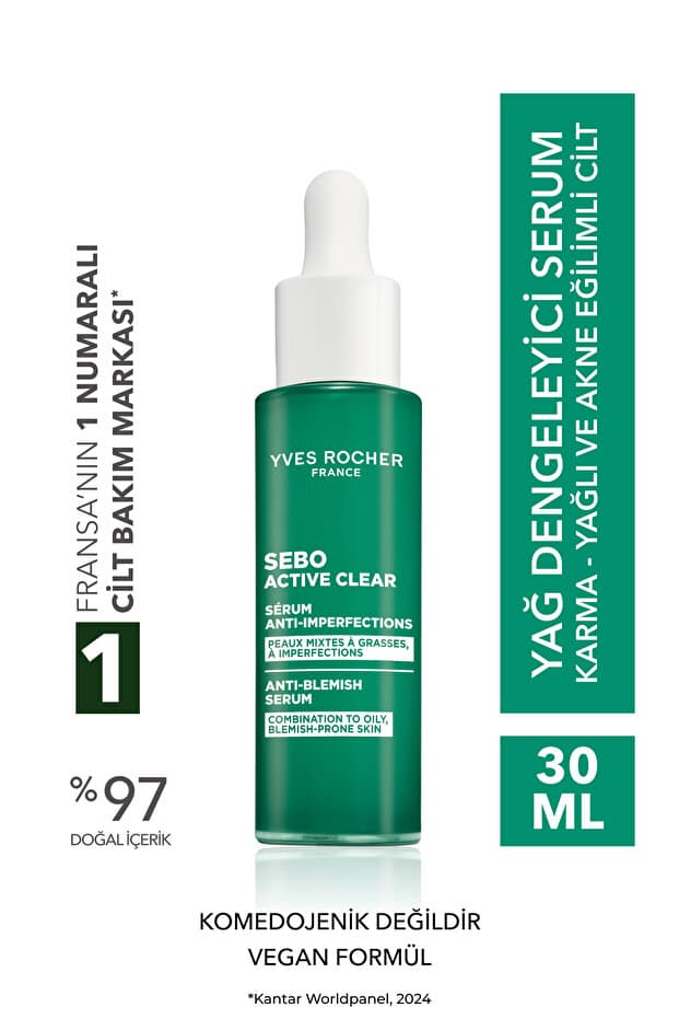 Yves Rocher Arındırıcı Yağ Dengeleyici Serum-Süksinik Asit&Çinko-Sebo Active Clear Botanik Kompleks-30 ml - Fiyatı