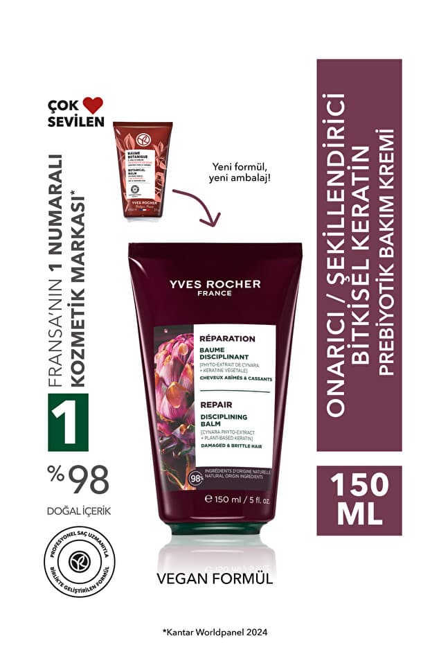 Yves Rocher Bitkisel Keratin Bakım Kremi - Tüm Saçlar/Onarıcı / Şekillendirici / Reparation -Prebiyotik,Vegan-15