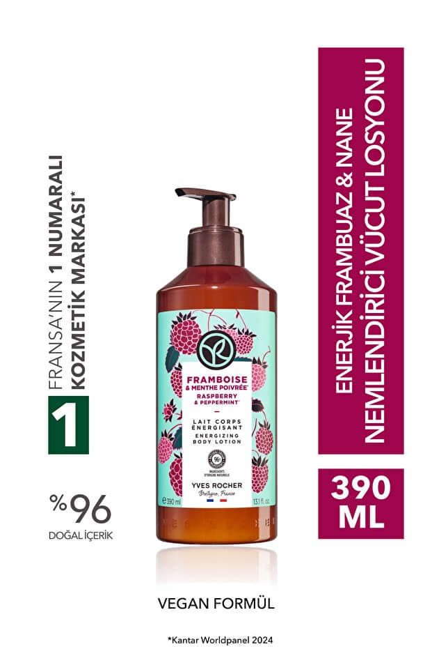 Yves Rocher Vücut Losyonu -Nemlendirici Besleyici Enerjik Frambuaz Nane- Vegan-390ml - Fiyatı