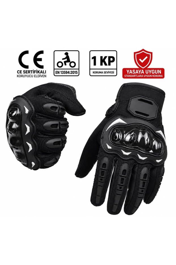HENGSHENG Motosiklet Eldiveni CE EN 13594 Sertifikalı 1 KP Korumalı Dokunmatik Kaydırmaz Yasaya Uygun - Fiyatı