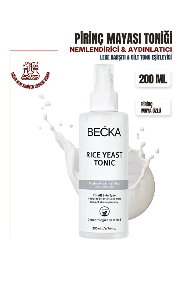 BECKA Pirinç Mayası Tonik Aydınlatıcı Beyazlatıcı Leke Karşıtı Nemlendirici Bakım Etkili 200 ml