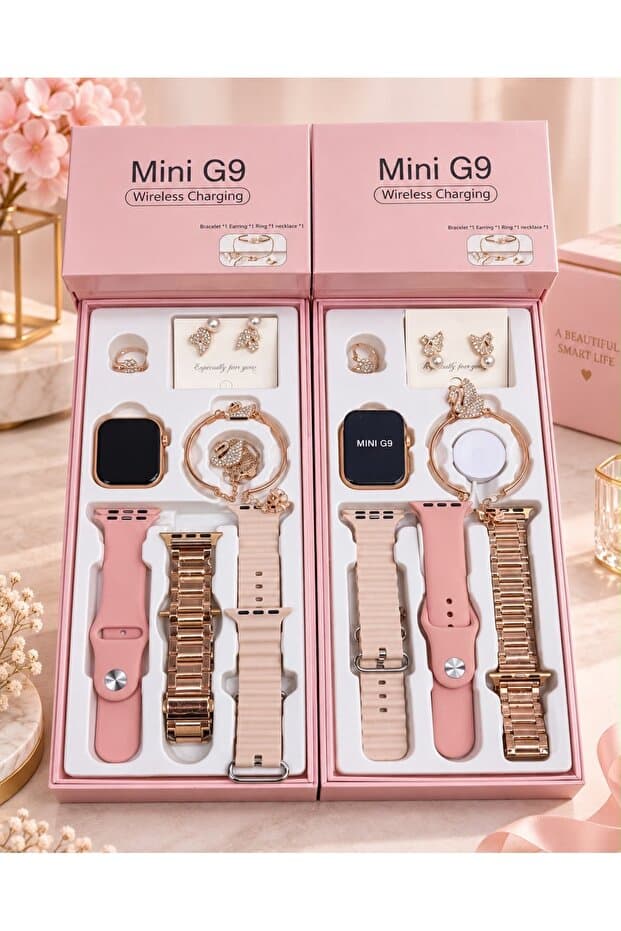 Bahzer ticaret Spiface Luxury Pink Smart Watch Set