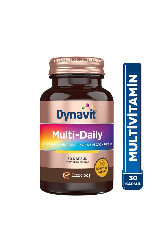 Dynavit MultiDaily 30 Kapsül - 13 Vitamin, 7 Mineral, Q10, Rhodiola (Multi-Daily) - Multivitamin ve Enerji - Fiyatı