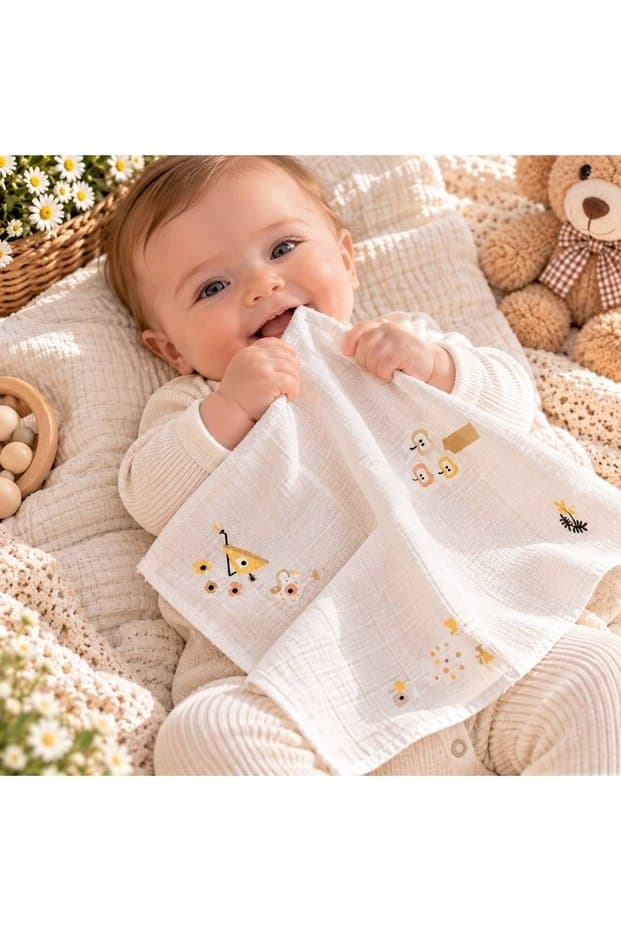 Kids %100 Pamuk Müslin Ağız Mendili 7'li Bebek Ağız Mendili ve Ter Bezi - Fiyatı