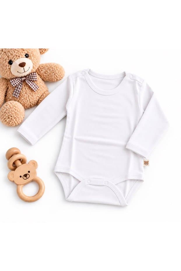 Kids %100 Pamuklu Uzun Kollu Body Çıtçıtlı Zıbın Unisex Kız Erkek Bebek BEYAZ - Fiyatı
