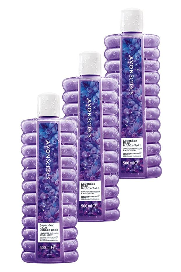 Avon Senses Lavender Calm Lavanta Kokulu Banyo Köpüğü 500 Ml. Üçlü Set