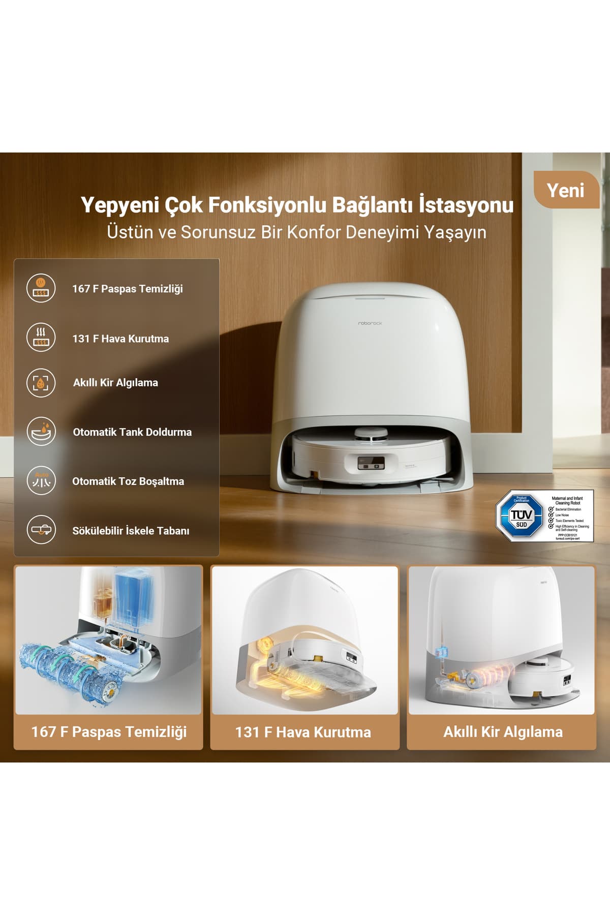 Roborock Qrevo Curv 2 Flow Akıllı Robot Süpürge 20.000 Pa - Beyaz