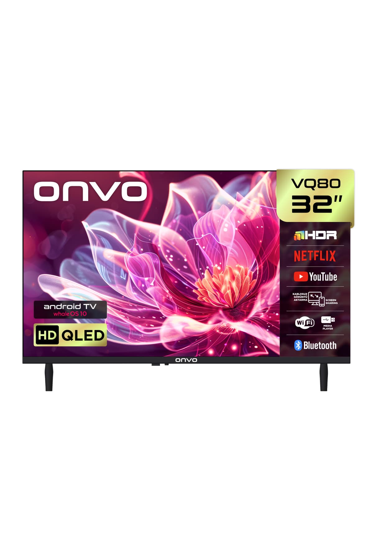 ONVO 32VQ80F2HA 32'' 82 Ekran Uydu Alıcılı Hd Ready WhaleOS QLED TV