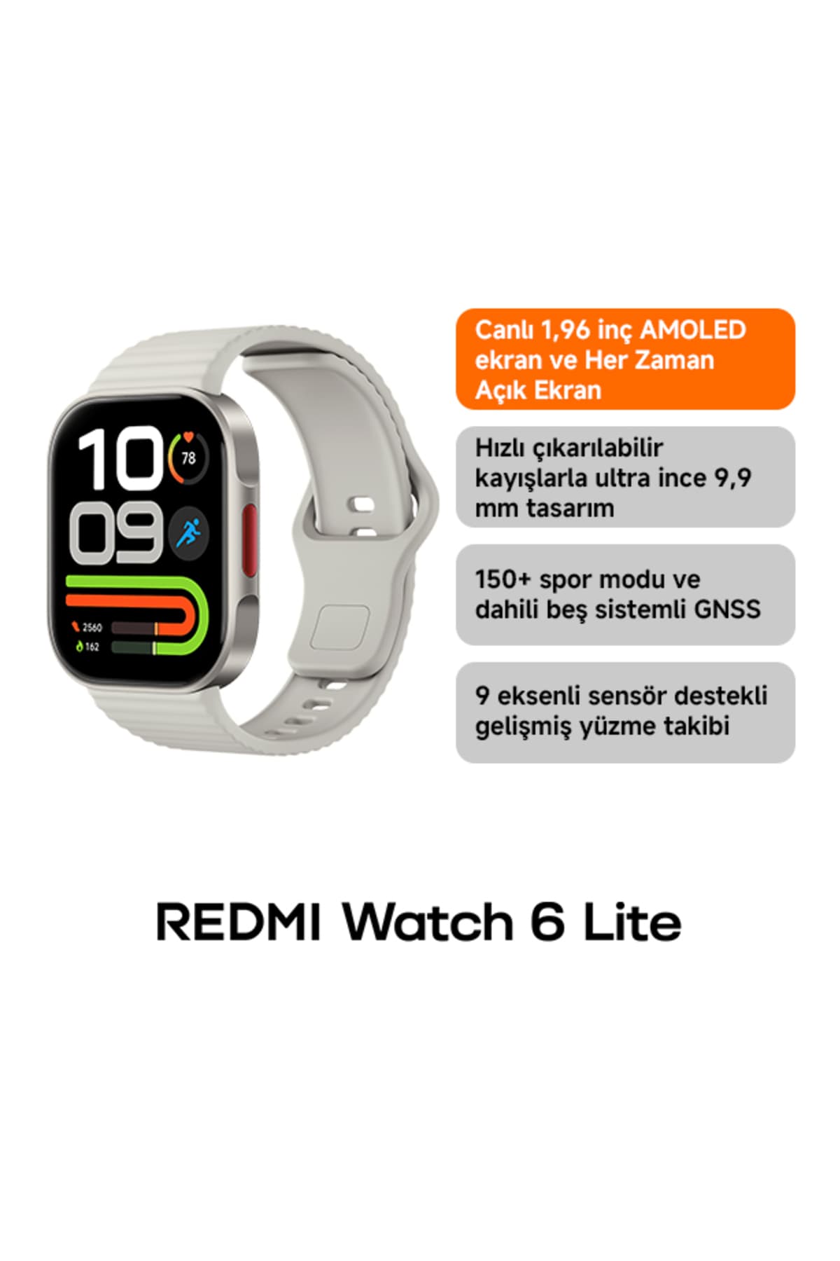 Xiaomi REDMI Watch 6 Lite Çelik Gri Akıllı Saat 1.96" AMOLED GPS GNSS 18 Gün Pil (Xiaomi TR Garantili) - Fiyatı
