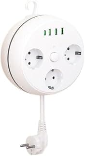3'LÜ 1.5 METRE KABLOLU 3 USB + TYPE-C GİRİŞLİ AKIM KORUMALI GRUP PRİZ