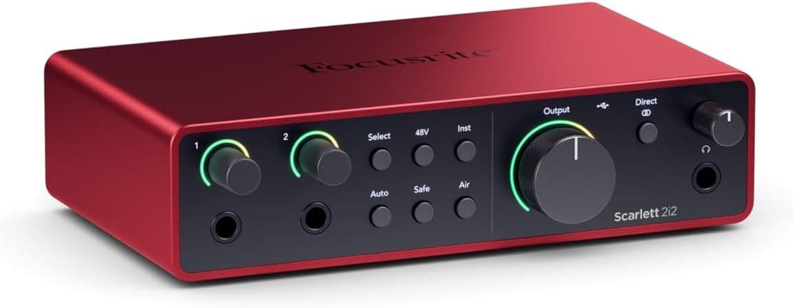 Focusrite Scarlett 2i2 Gen 4 Ses Kartı: Kayıt, Şarkı Yazma, Yayın ve Podcasting İçin USB Audio Arayüzü, Stüdyo Kalitesinde Kayıt ve Kayıt Yapmanız İçin Gerekli Tüm Yazılımlar