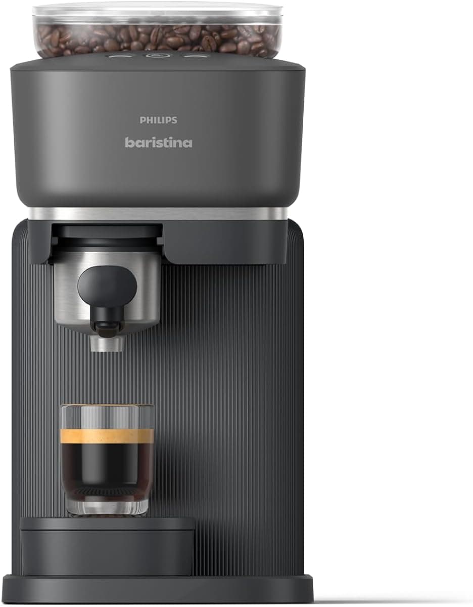 Philips Baristina Espresso Makinesi - Gerçek Espresso, Tam Kolaylık - Kompakt - 16 Bar Basınç - Entegre Öğütücü - Siyah Makine, Siyah Filtre Tutuculu (BAR300/60)