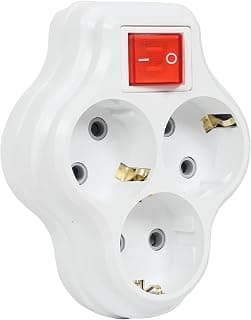 TİMSAL 3lü Anahtarlı Golyat, Üçlü Topraklı Priz Duvar Tipi Çoklayıcı Fiş, 16A 250 Volt, Max 3600 Watt (Beyaz)