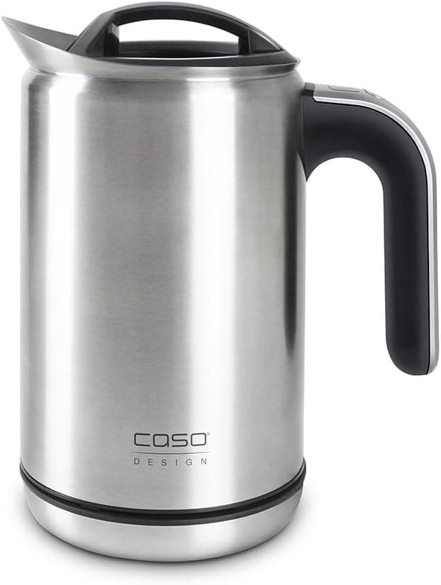 CASO WK Cool Touch paslanmaz çelik su ısıtıcısı, sıcaklık ayarı, çift duvarlı gövde: Dışarısı ısınmaz, tasarruflu 1800 Watt, gümüş