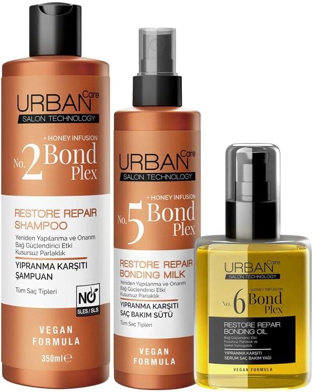 Urban Care Bond Plex Restore Repair Yıpranma Karşıtı Şampuan Süt Yağ Bakım Seti 3'Lü-Vegan