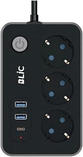 BLIC Strip Power Akıllı Çocuk Korumalı Priz, 3 Soket, 2 USB, 1 Type-C, Termal Koruma, 2500W, 10A, 2m Kablo